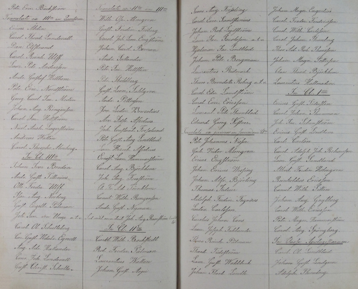 Rudbeckianska skolan i Västerås elevlängd 1831-1840.