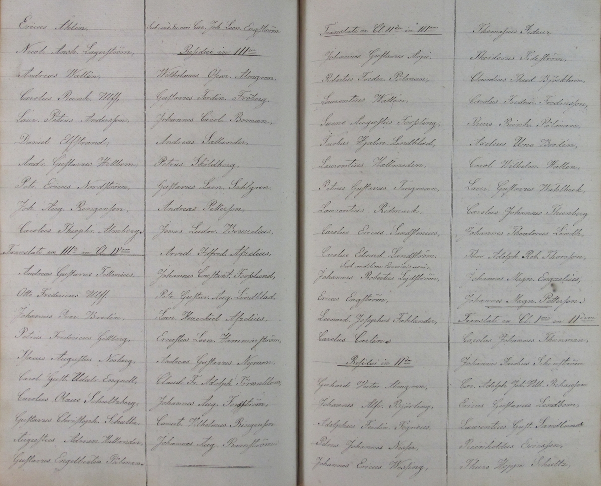 Rudbeckianska skolan i Västerås elevlängd 1831-1840.