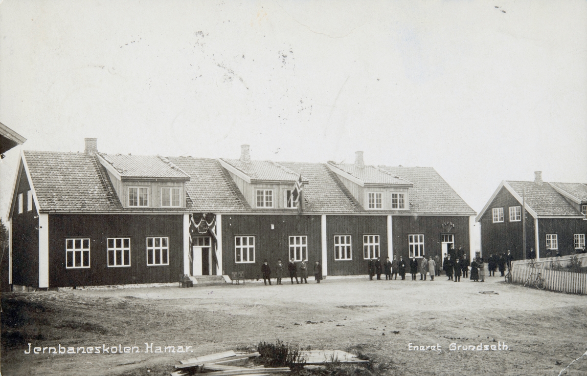 Postkort, Hamar, Jernbaneskolen på Disen, Just Brochs gate 13,