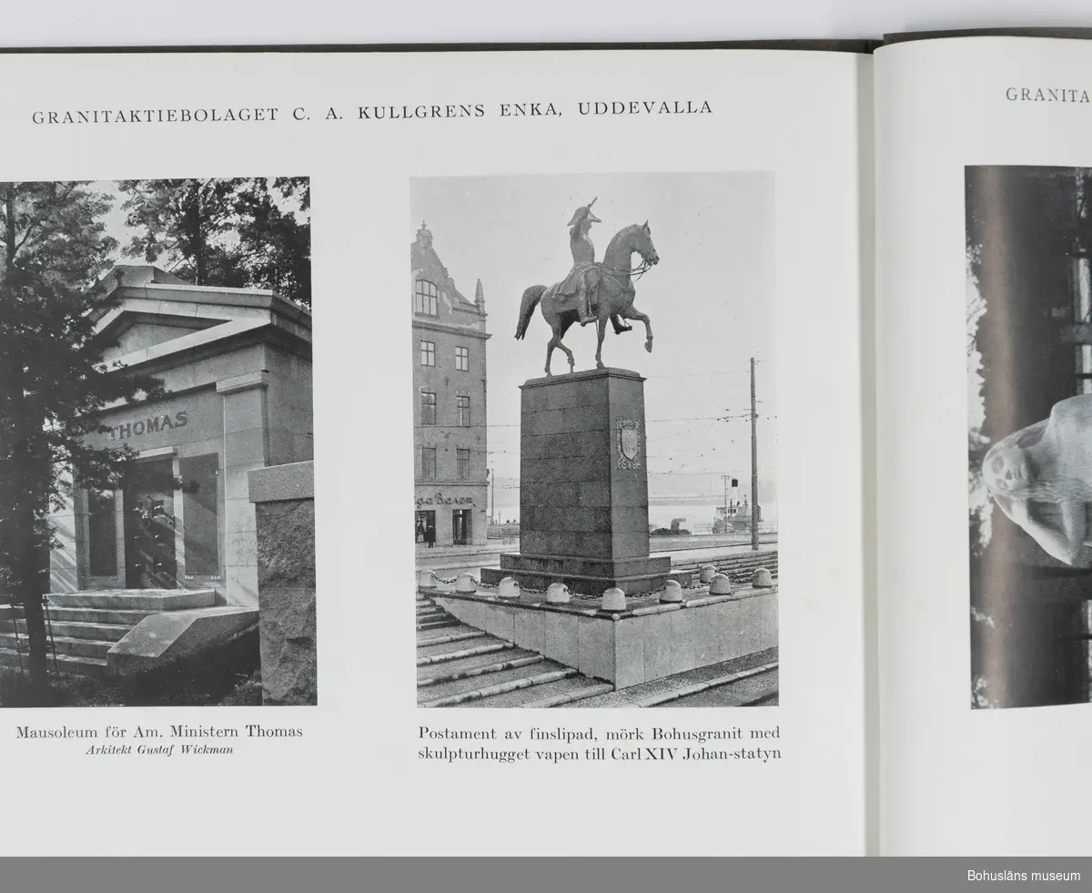 Reklambroschyr för Granitaktiebolaget Kullgrens Enkas gravvårdar, 1930-tal.