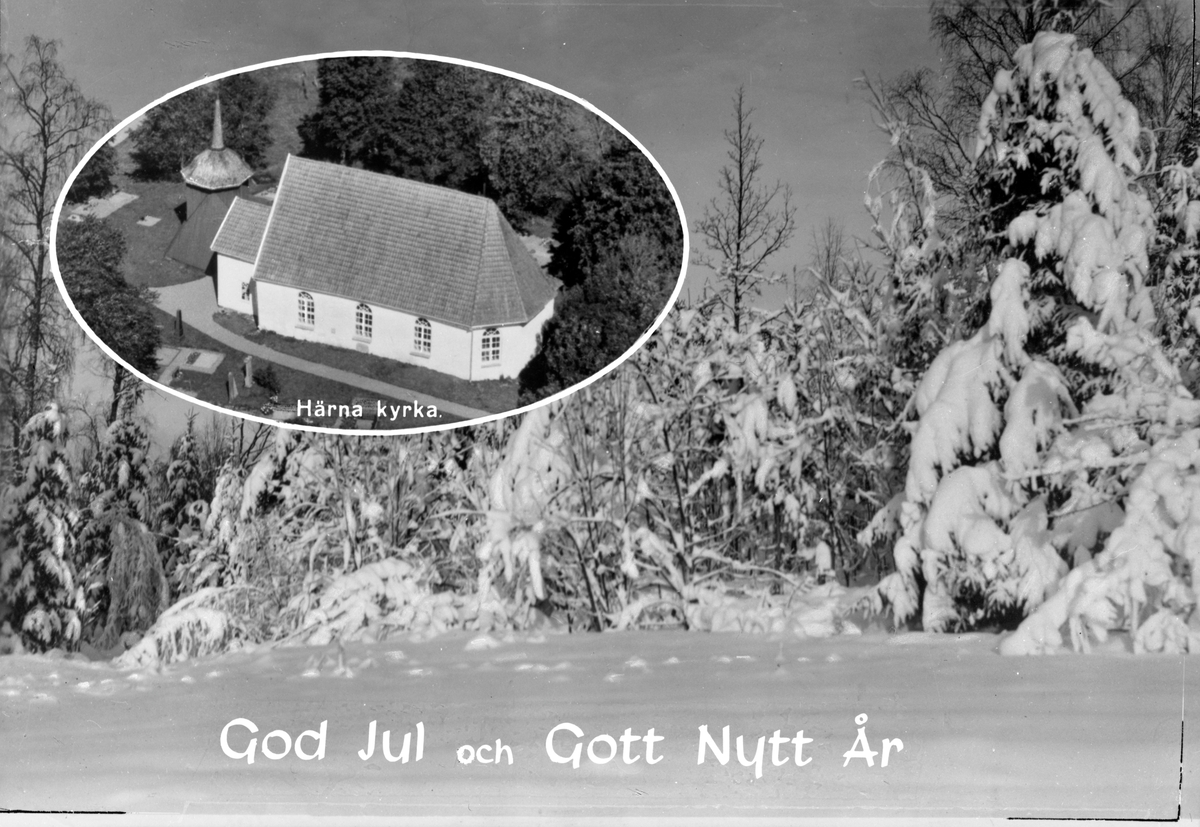 Julkort av Härna kyrka Västergötlands museum / DigitaltMuseum