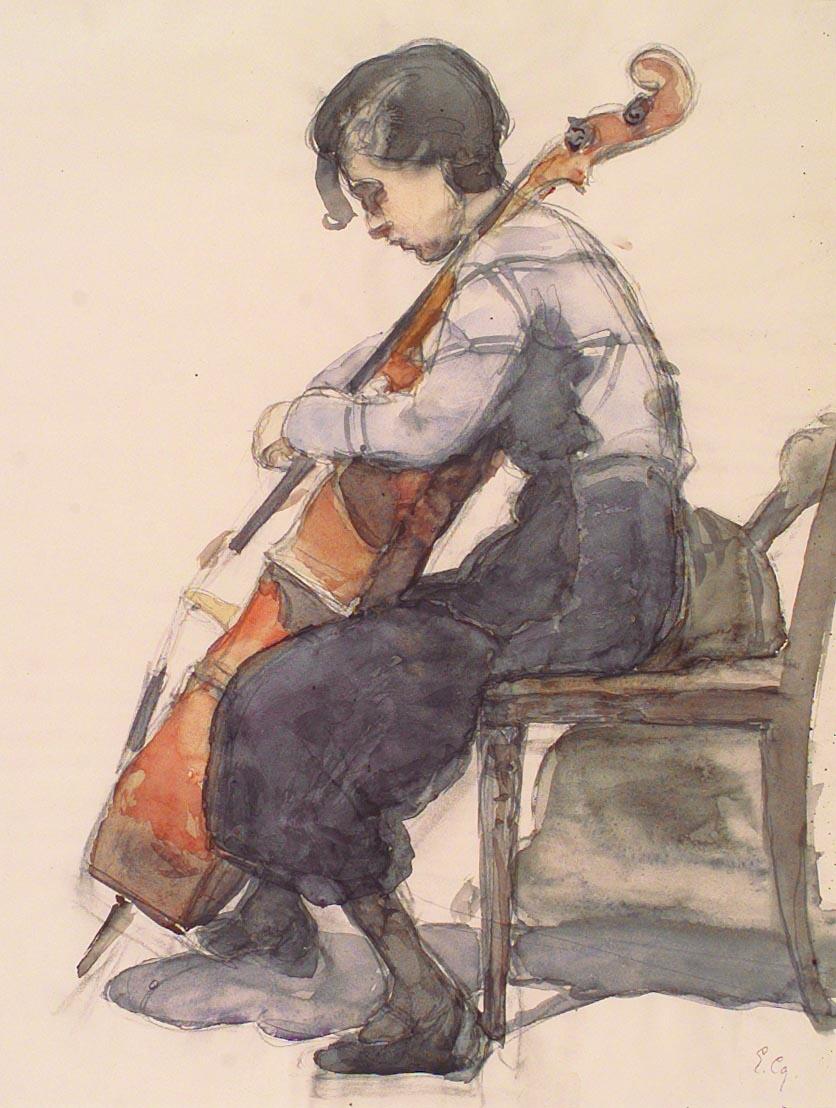 Cellospelande flicka [Måleri]