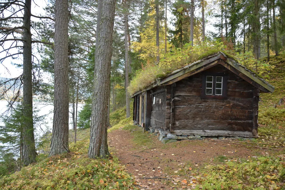 Bilde av fiskebu - ein lafta bygning frå 1700-talet