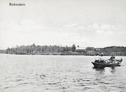 Postkort, Løten, Rokosjøen, robåt,