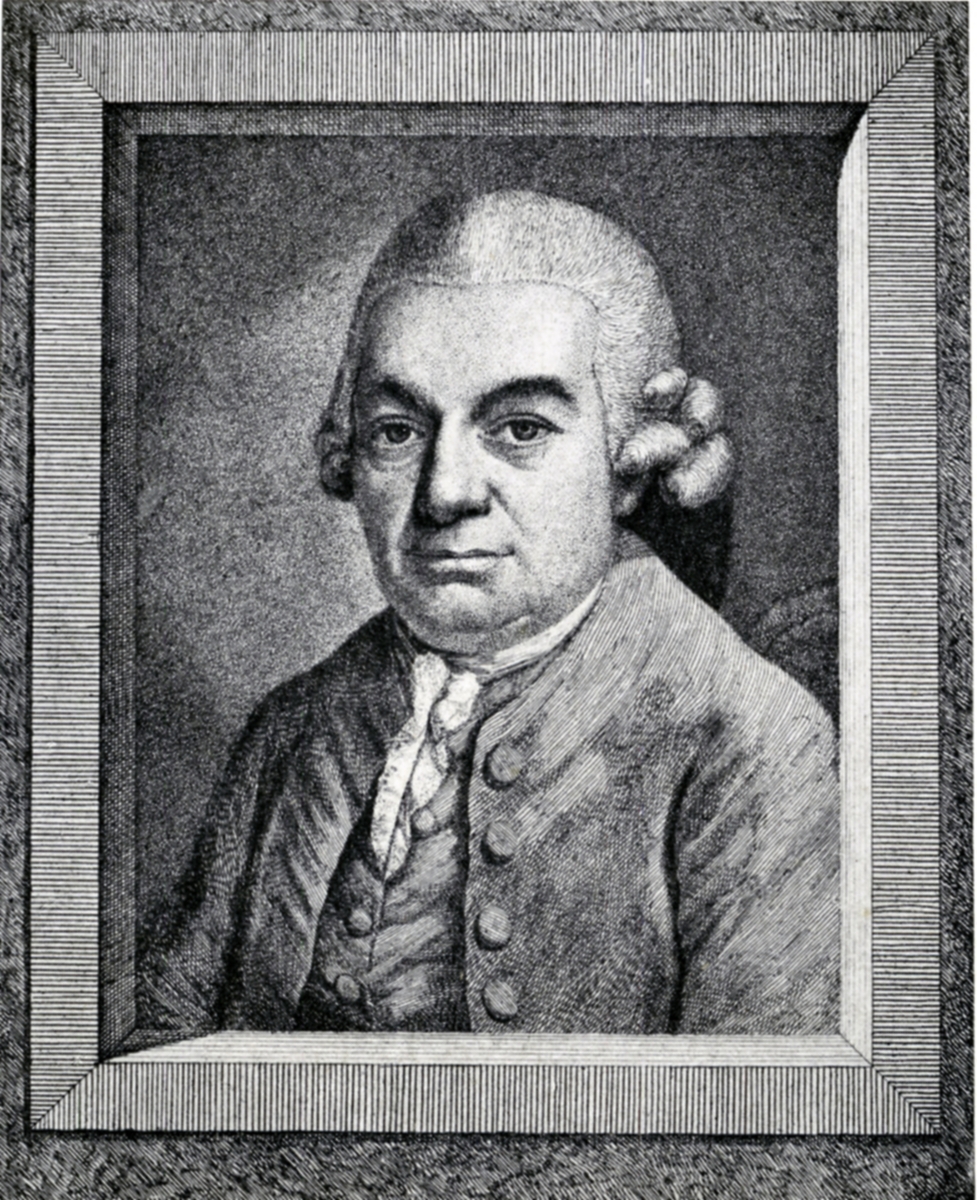 To portrett, trykk av fototografert maleri av Carl Philipp Emanuel Bach (1714 - 1788).