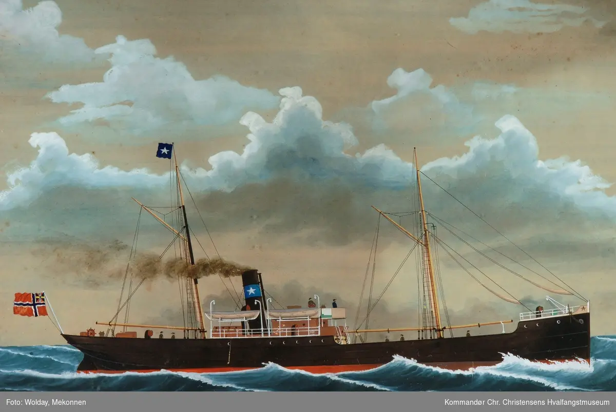 SYNIVA, D/S. Dampskip med råseil.  Capt. A. Sivertsen. Sign. H. Mikkelsen1892.