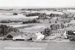 Postkort, Stange, Grimerud gård, hovedbygning, Eckboskolen, 