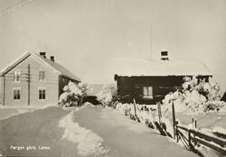 Postkort, Løten, Færgen gård, vinter, hovedbygning,