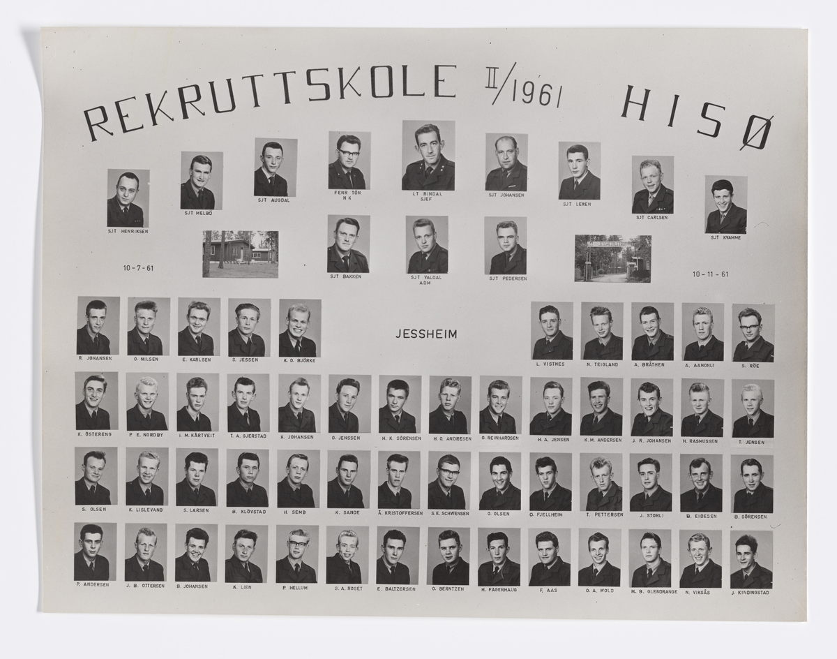 Militære årsfoto. Rekruttskole II/1961. HISØ. Jessheim  