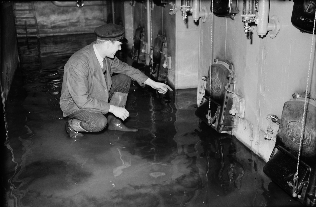 Översvämning i pannrum, Uppsala 1946