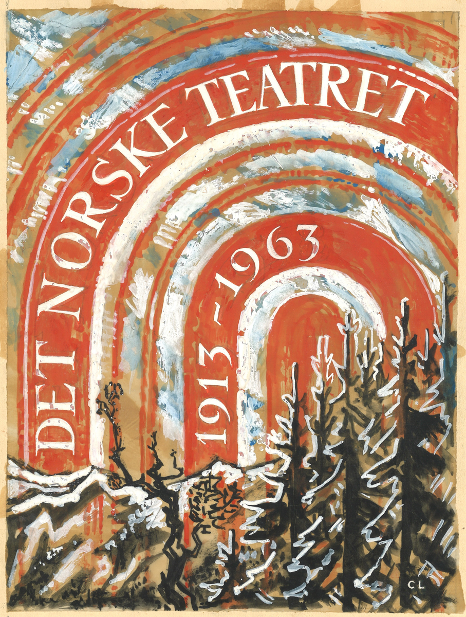 Omslag til Nils Sletbak: Det norske teatret 1913-1963 [Tegning]