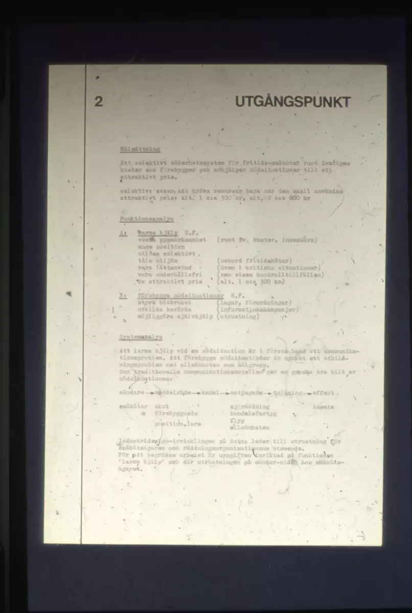 Examensarbete på avdelningen industridesign vid HDK i Göteborg våren 1973.
