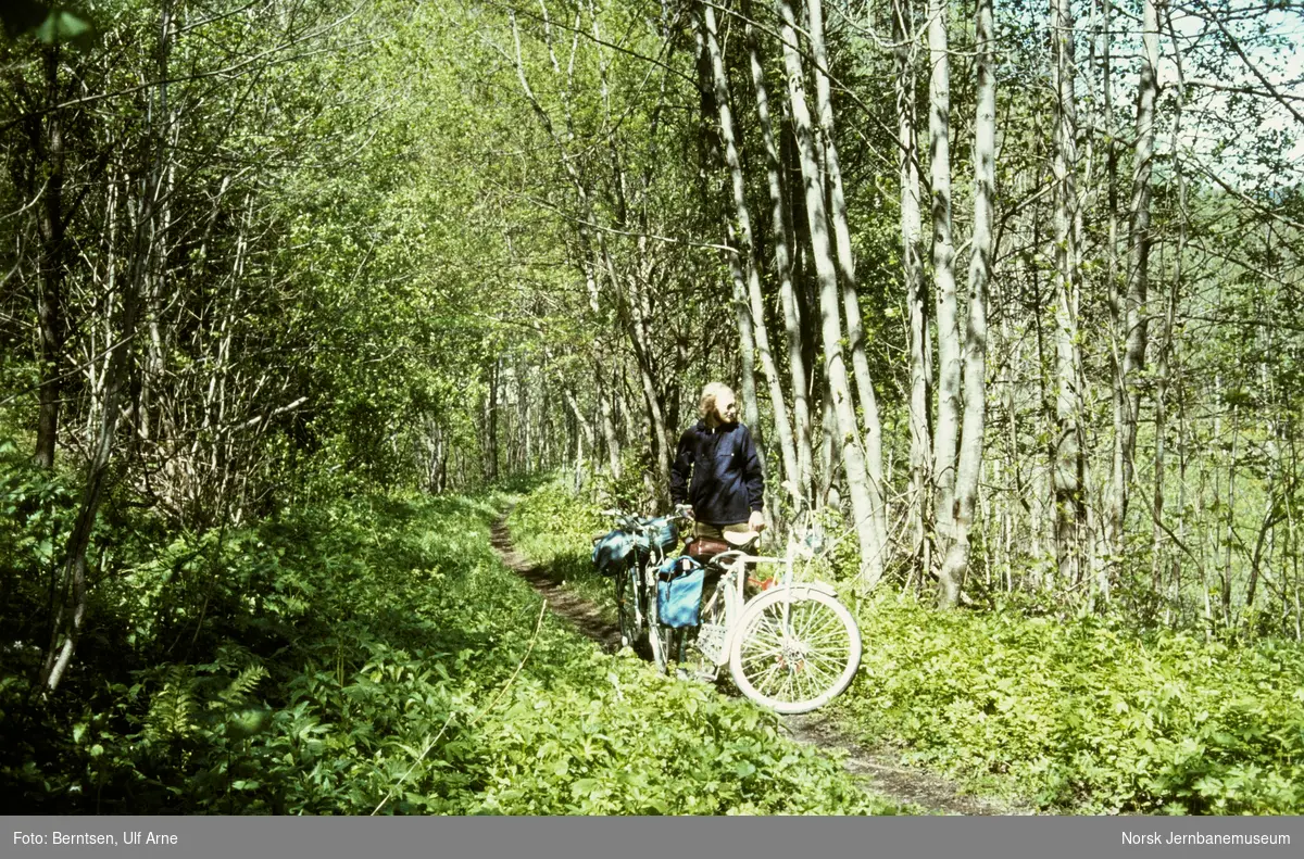 Sykkeltur på Lierbanens gjengrodde banetrase i Tronstad naturreservat i Lier