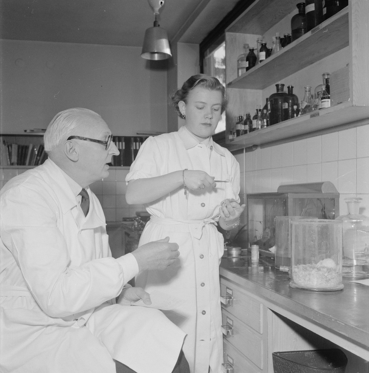 Akademiska sjukhuset, Näslunds kräftforskning, Uppsala, mars 1954