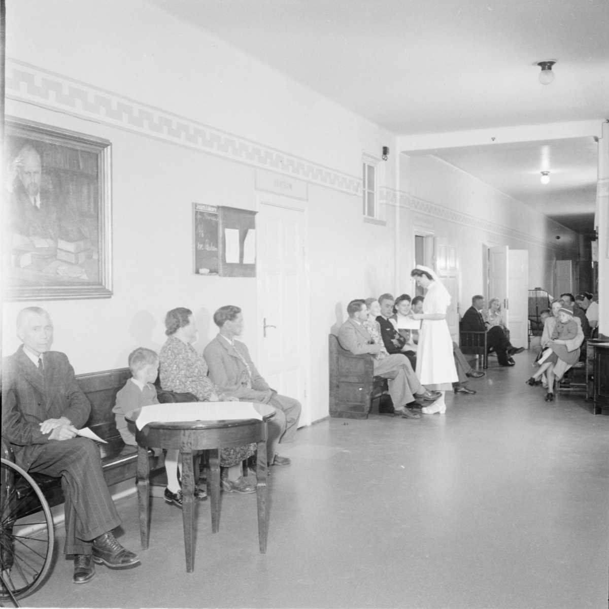 Interiör, gamla öronkliniken, Akademiska sjukhuset, Uppsala 1952