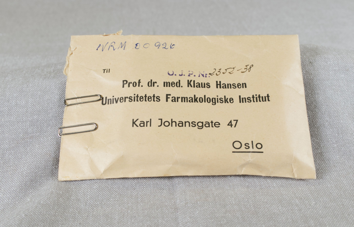 Blodprøve til alkoholbestemmelse tatt på Asbjørn Olsen.