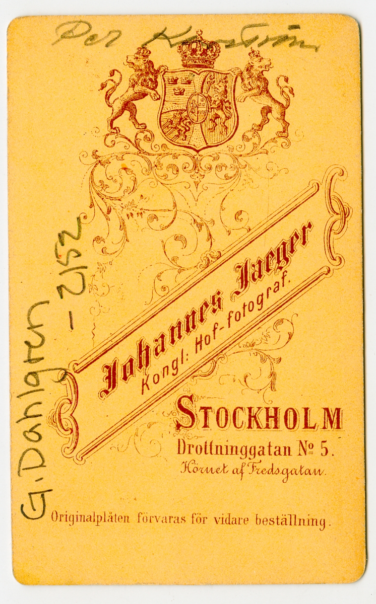 På kuvertet står följande information sammanställd vid museets första genomgång av materialet: Per Karström