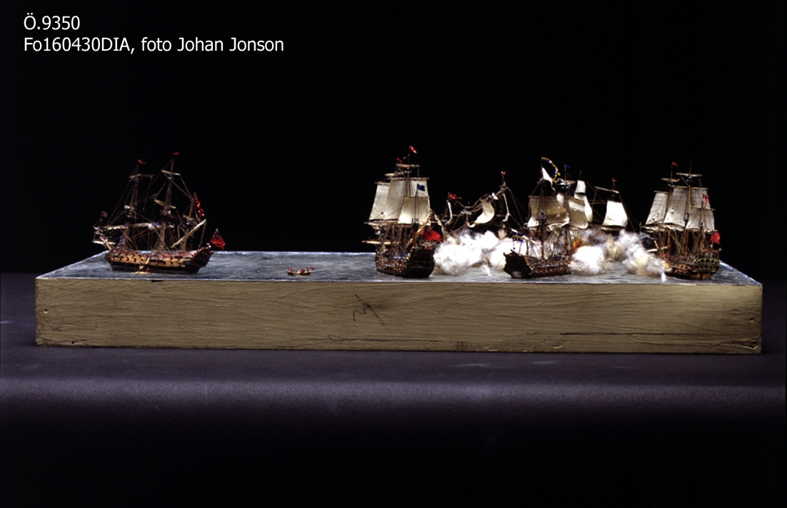 Diorama över sjöslaget vid Orford Ness 1704 mellan det svenska linjeskeppet ÖLAND och en engelsk eskader.