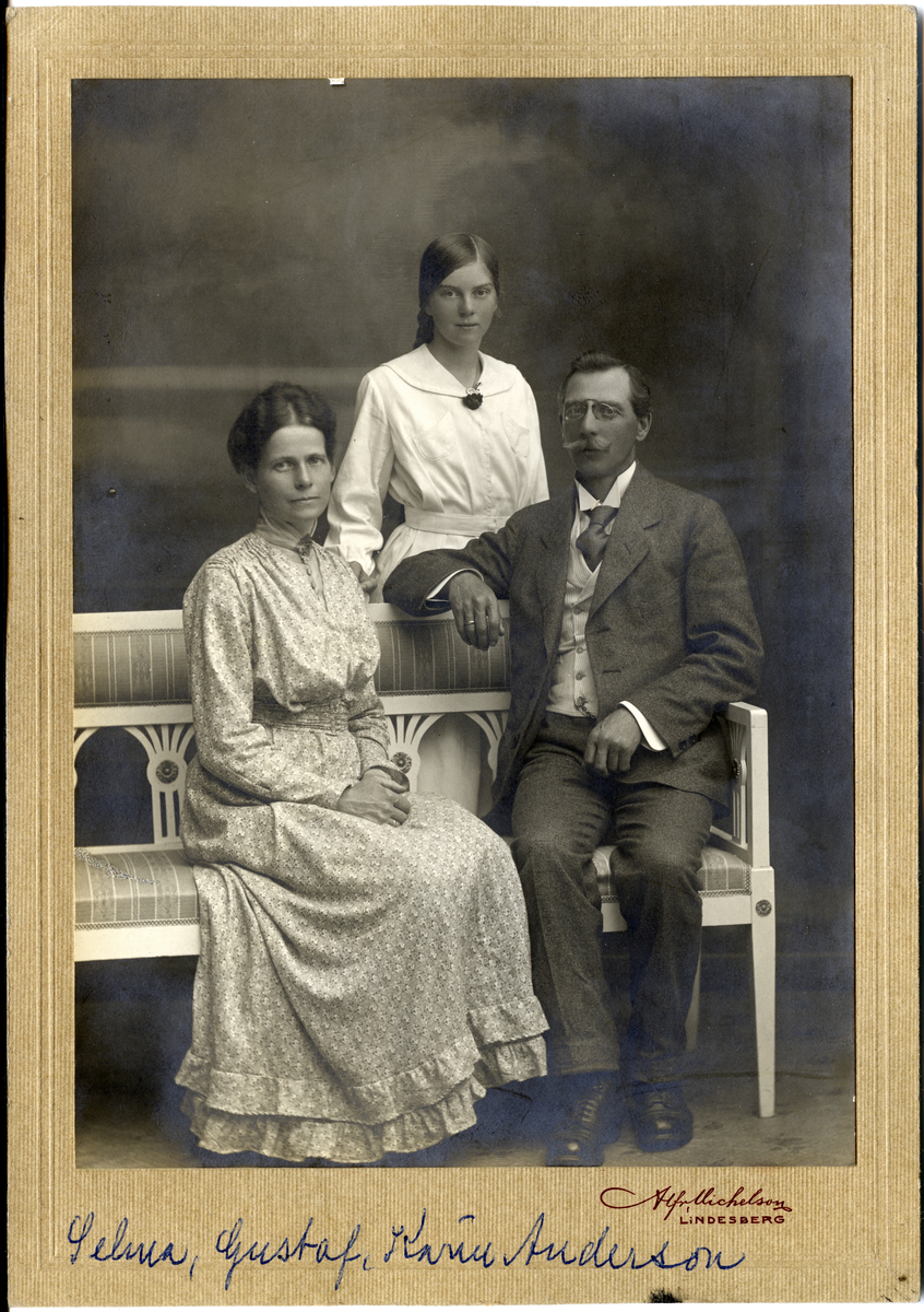 Selma, Gustaf og Karin Anderson.
Bilde er fra fotoalbum GM.036888.