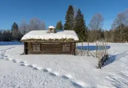 Vintermotiv fra Norsk skogmuseum i Elverum. Bildet er tatt i