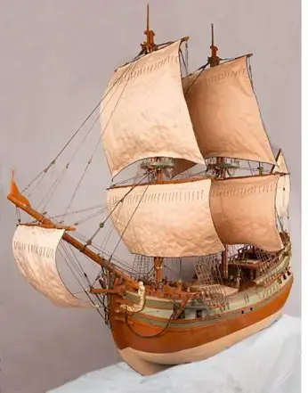 Modell av skipet laget av Knut Hanselmann- finnes på Herdla museum