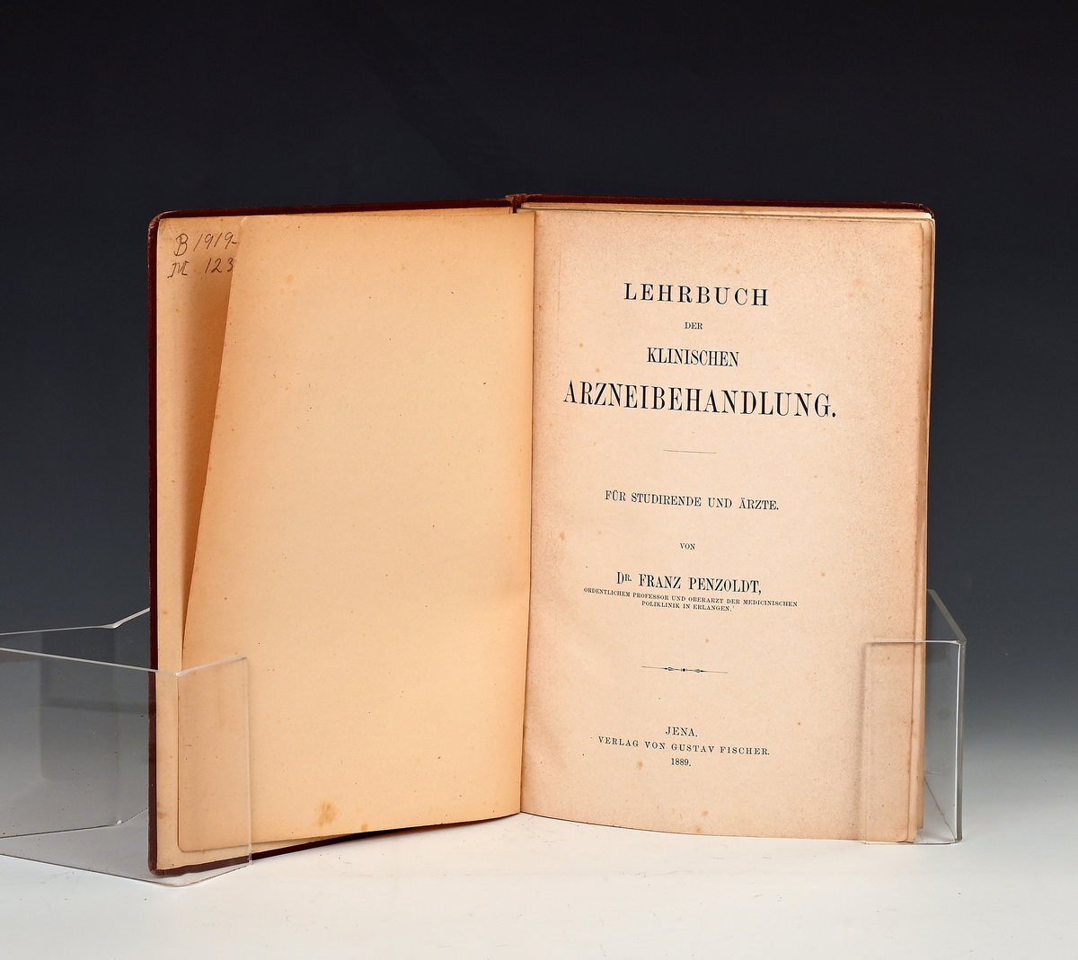 Prot: dr. Franz Penzholdt: Lehrbuch der Klinischen Arzneibehandlung.
Jena 1889.