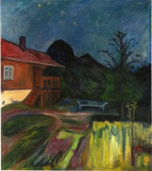 Hus i sommernatten, E. Munch, 1902.