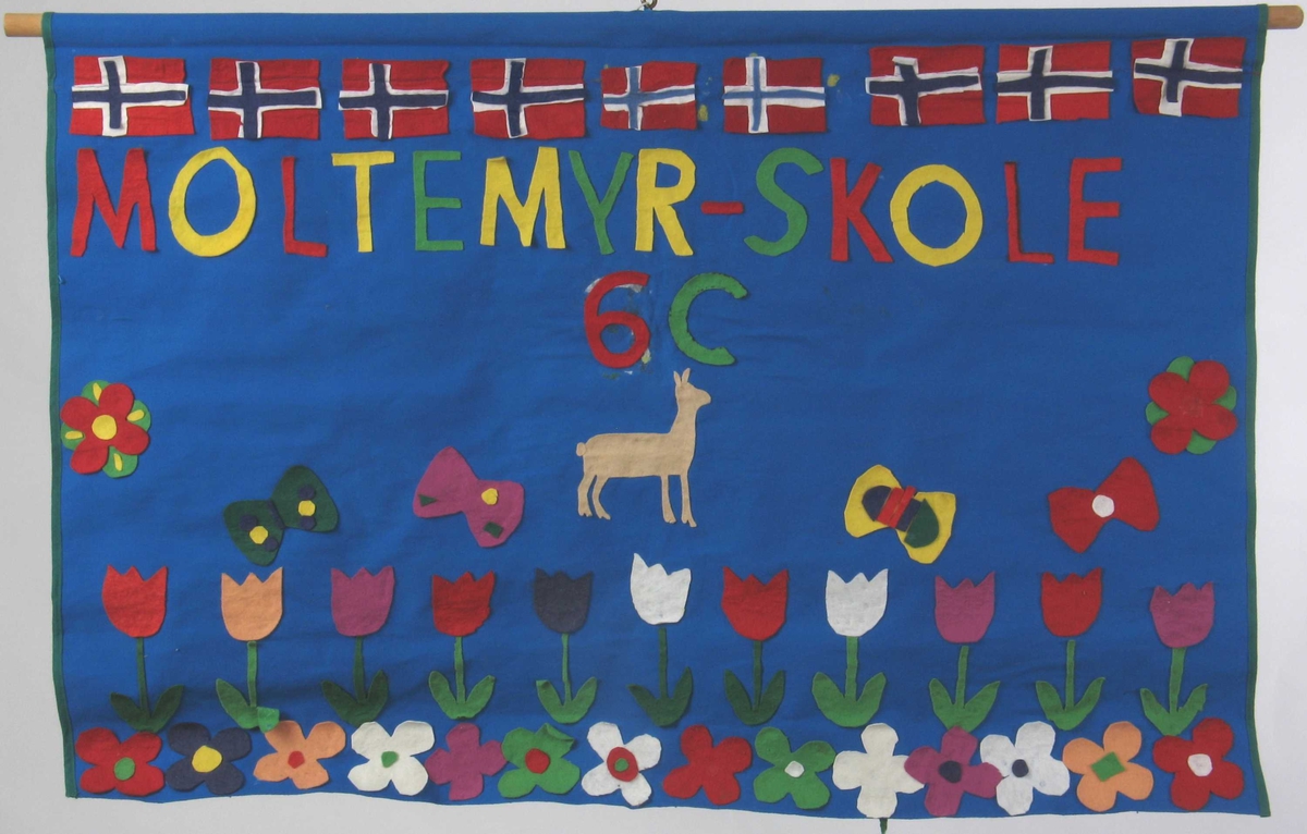 Norske flagg, sommerfugler, blomster, hjerter, rådyr 