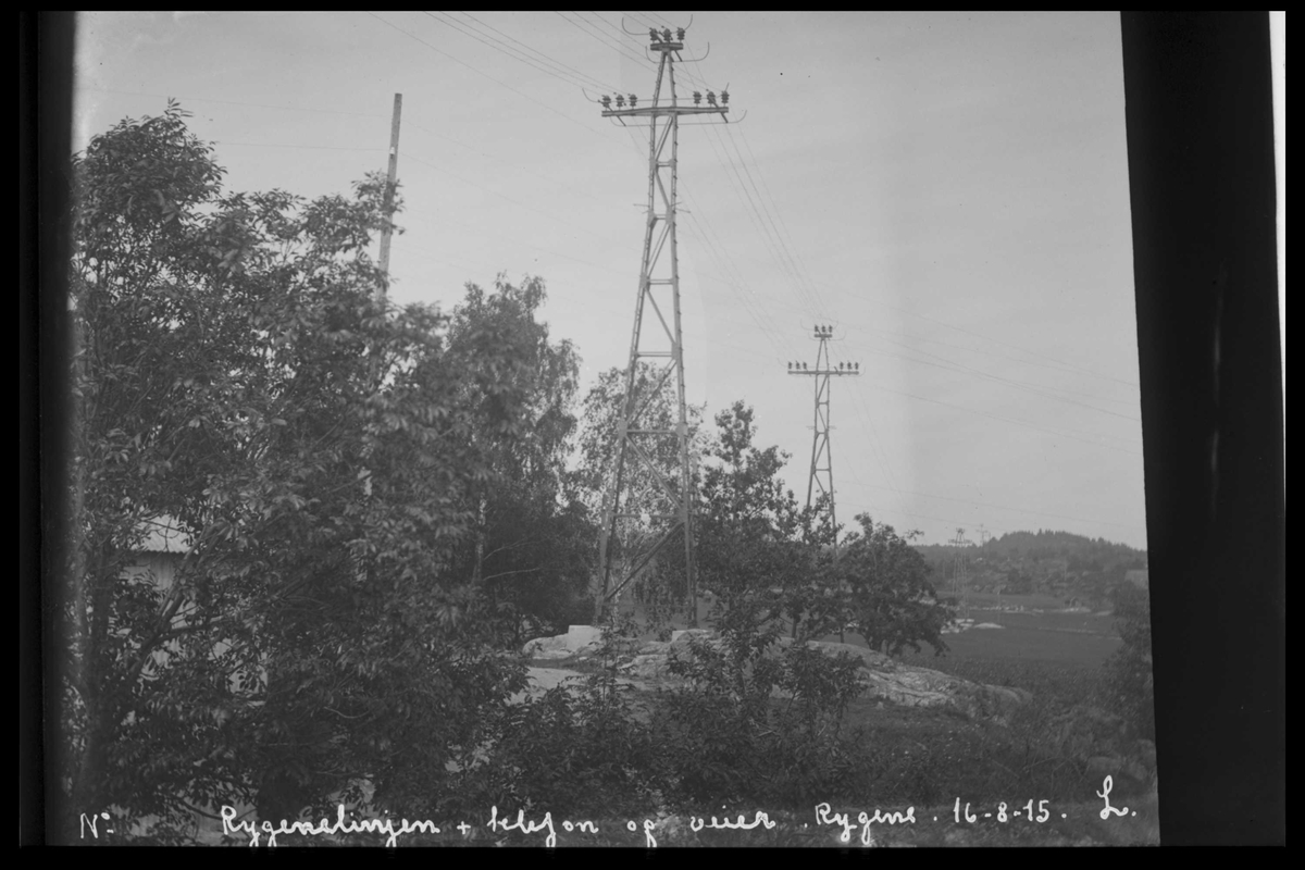 Arendal Fossekompani i begynnelsen av 1900-tallet
CD merket 0565, Bilde: 77
Sted: Rygene
Beskrivelse:Kraflinja