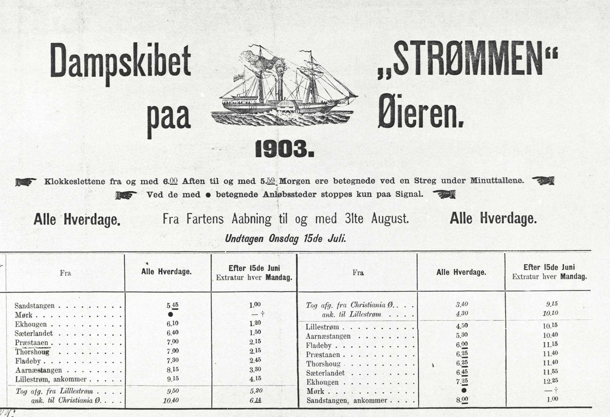 Dampskipet "Strømmen på Øyeren tatt 1924.