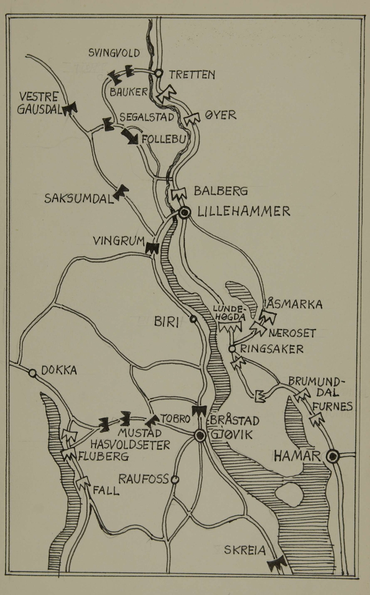 Kart over vestsiden av Mjøsa - Gausdal. - Forsvarets museer ...