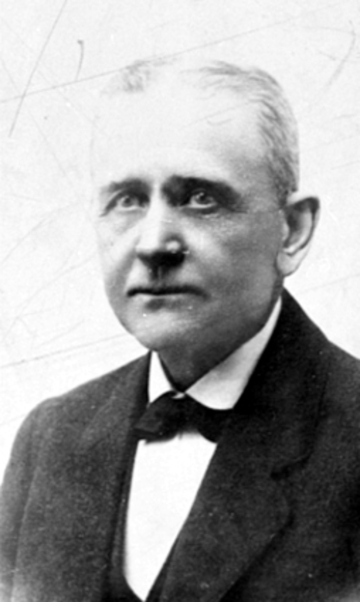 PORTRETT KJØPMANN OLUF MOE, 1852 - 1929. FORMANN I HAMAR HANDELSSTANDS FORENING 1906-13. 