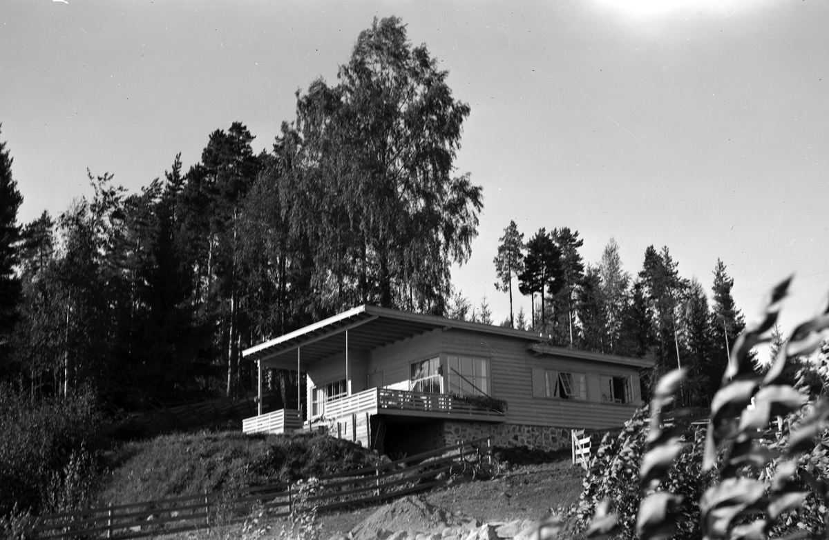 Arkitekt Rolf Prags hytte, fritidsbolig i Kvarbergvika, Brumunddal. 
Funkis. Foto Rolf Prag. 