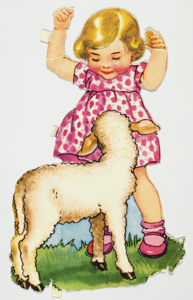 Jente sammen med et lam.