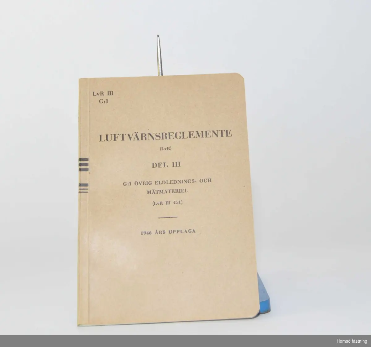 Häfte, Luftvärnsreglemente (LvR) Del III, G:1 Övrig eldlednings. och mätmaterial. 1946 års upplaga