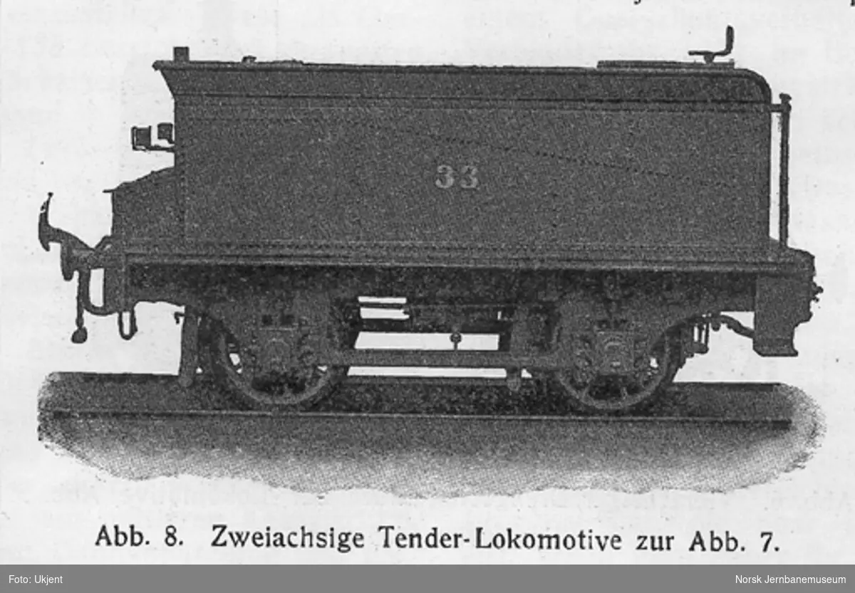 Leveransefoto av damplokomotiv type XIII nr. 33 fra Sächsische Maschinenfabrik; tenderen