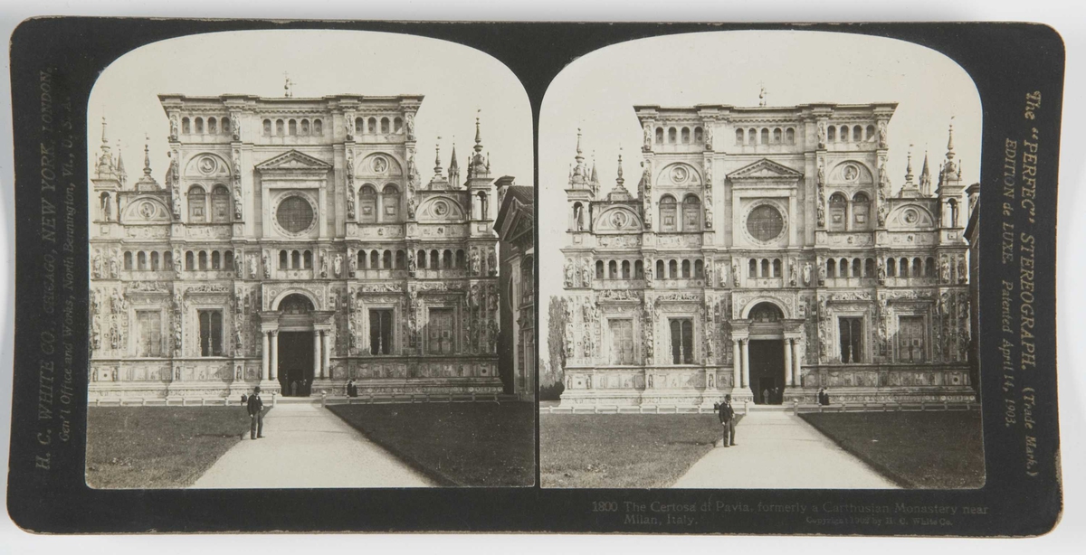 Stereoskopi. Certosa di Pavia, tidligere kartesisk kloster, Milano, Italia.