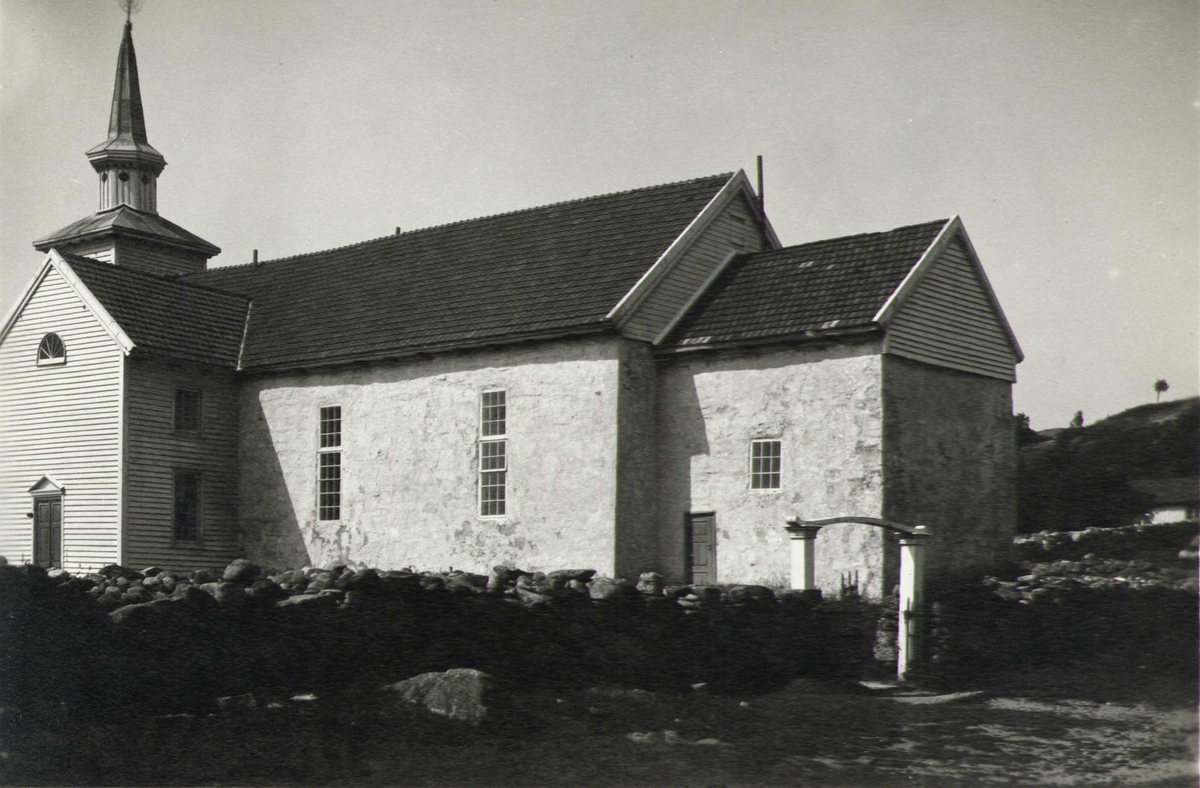Spangereid kirke, Spangereid, Lindesnes, Vest-Agder. Fotografert 1923.
