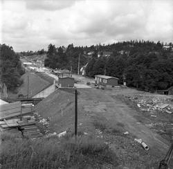 Nydalsbrua, Oslo, sommeren 1954. Vei- og brubygging.