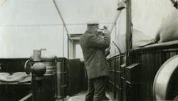 Kaptein Jacobsen ombord i D/S 'Salonica'(b. 1912, Wood, Skin