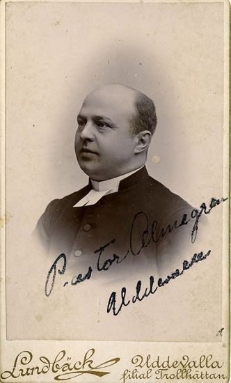 Text på kortets baksida: "Pastor Almegren Uddevalla".