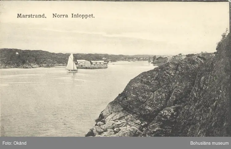 Tryckt text på kortet: "Norra Inloppet, Marstrand."
