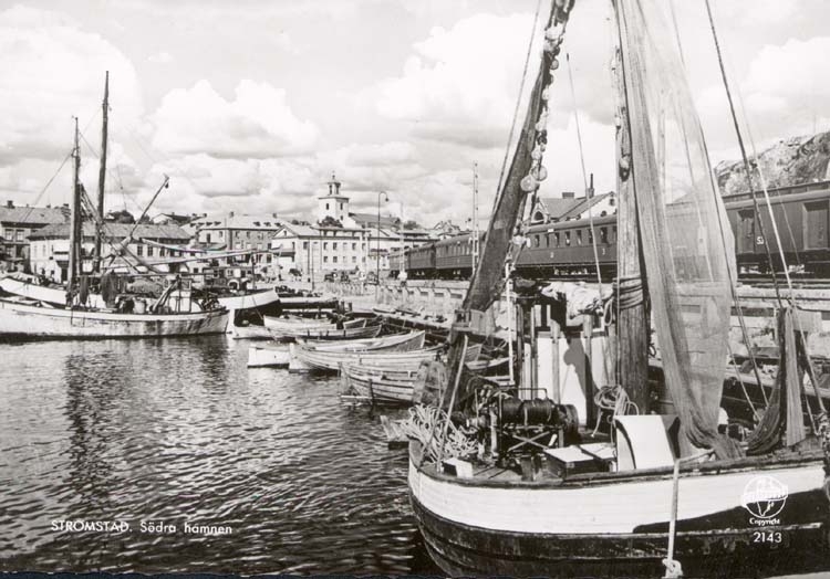 Tryckt text på kortet: "Strömstad. Södra Hamnen."