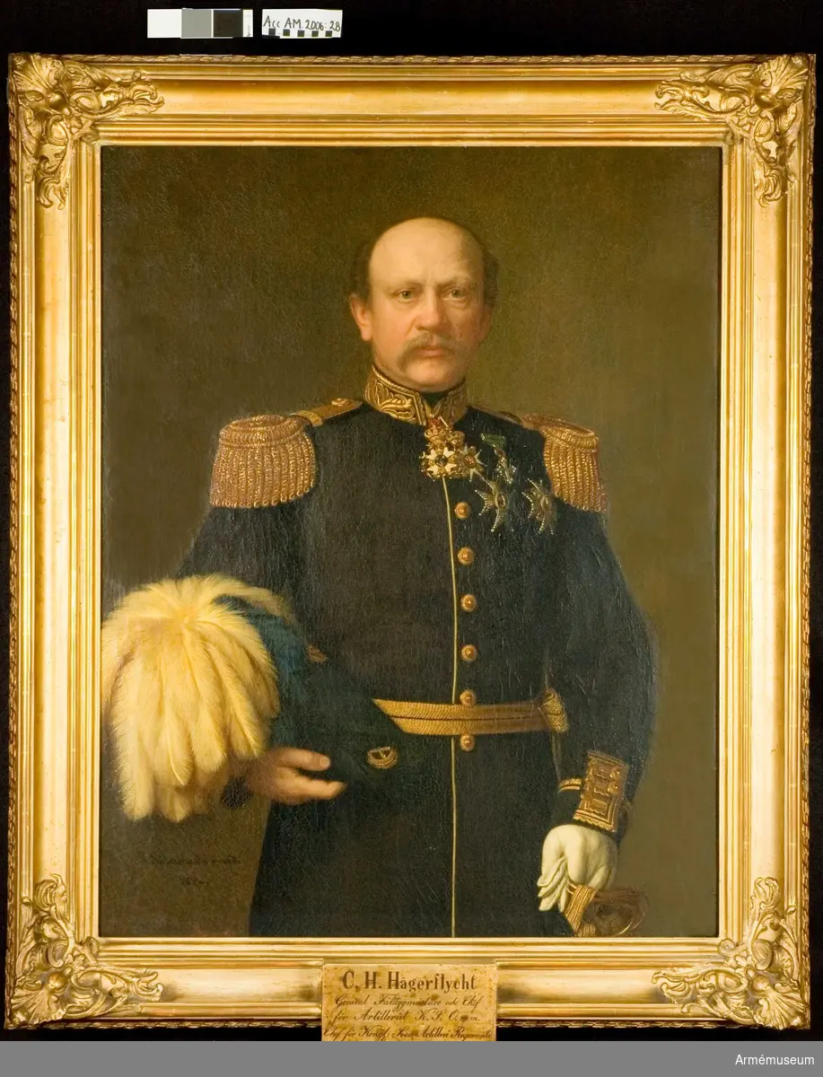 Porträtt föreställande C H Hägerflyckt, regementschef A1 1871-1872.