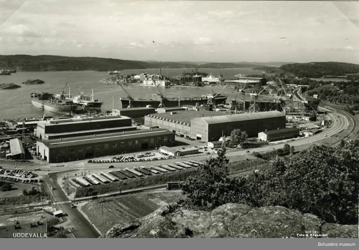 Text till bilden"Uddevallavarvet låg här från 1946 till nedläggningen 1986".