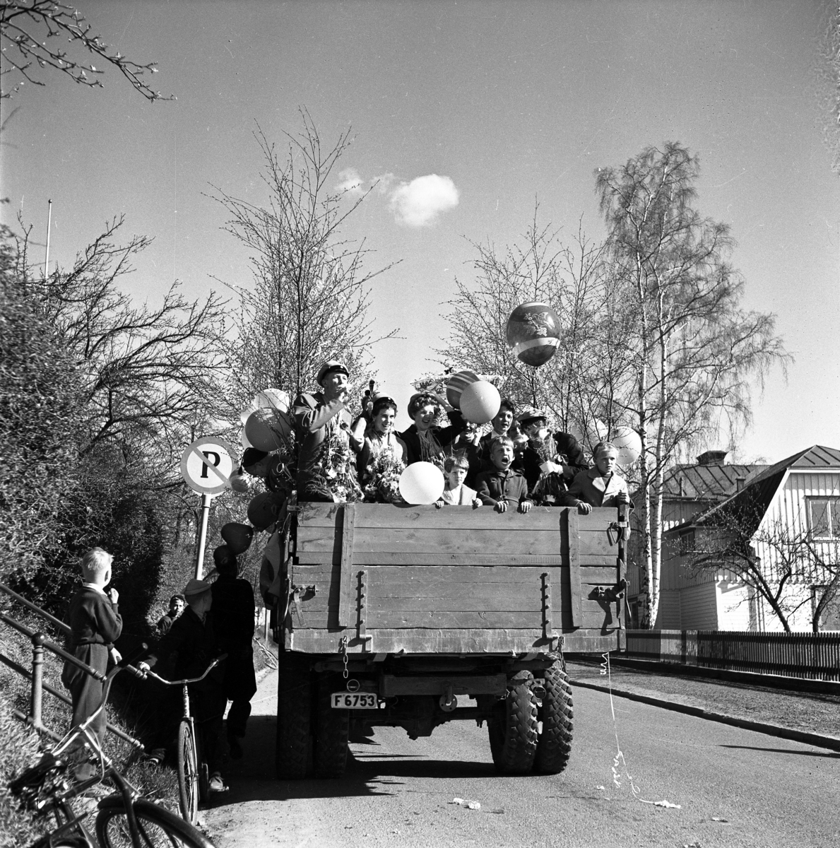 Realskoleavslutning vid Alfred Dahlinskolan i Huskvarna 1955.