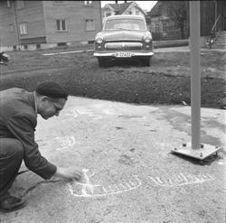 Helleristningene på Sundløkka i Borge ca. 1965. Antakelig er