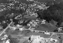 Oversiktsbilde fra boligstrøk i  Mysen  i Eidsberg, flyfoto 