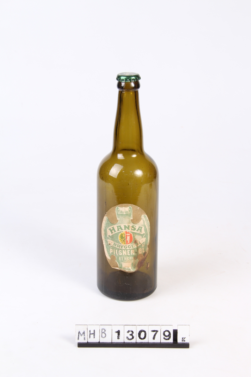 Ølflaske med lokk og etikett