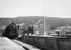 Jernbaneanlegget Mosjøen-Mo i Rana : Bjerka stasjon med damp